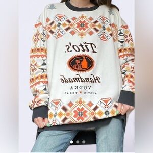 Tito's Handmade Vodka Men's Ugly Christmas Sweater Orange White